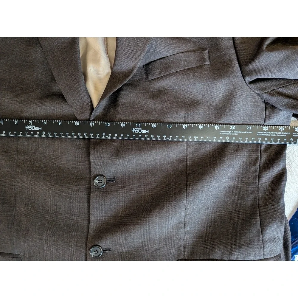 VTG Laure Ralph Lauren Suit 44R XL 38x30 Brown Blue Glen Check 100% Wool